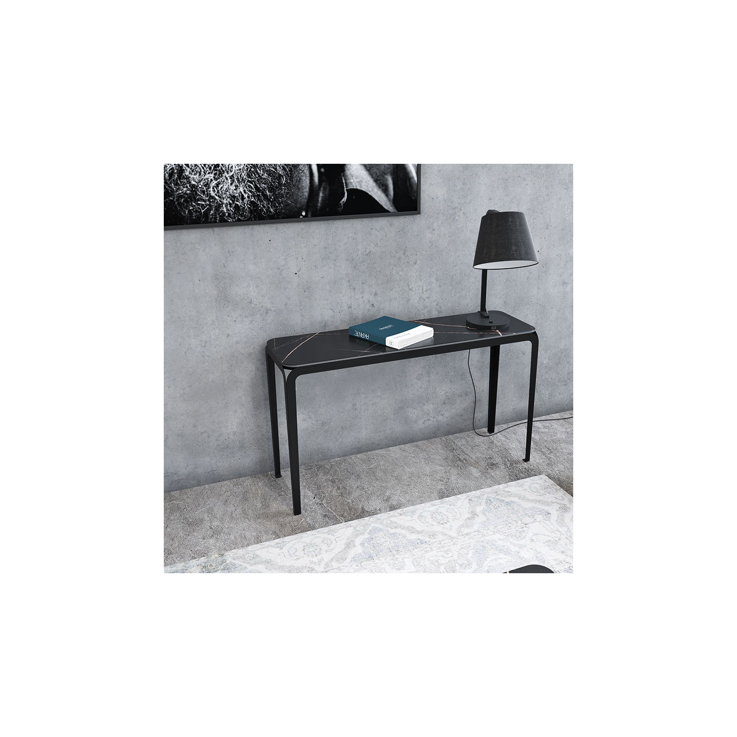 Console marbre SUMATRA, 6 finitions de plateaux céramique Akante