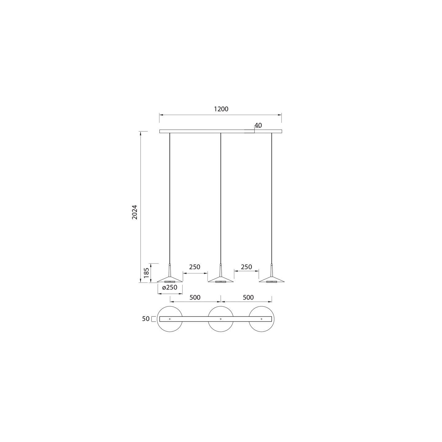 Suspension 3 lampes ORION Mantra illuminacion