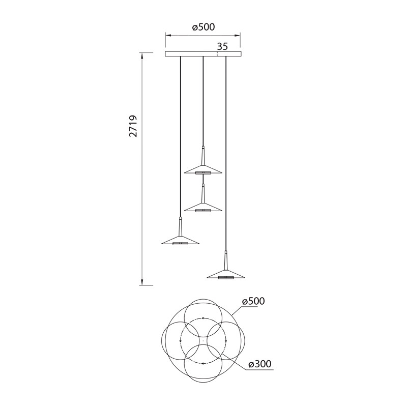 Suspension 4 lampes ORION Mantra illuminacion