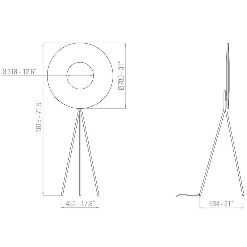 Lampadaire salon design IRIS FLOOR TRIPOD 80 Dix Heures Dix