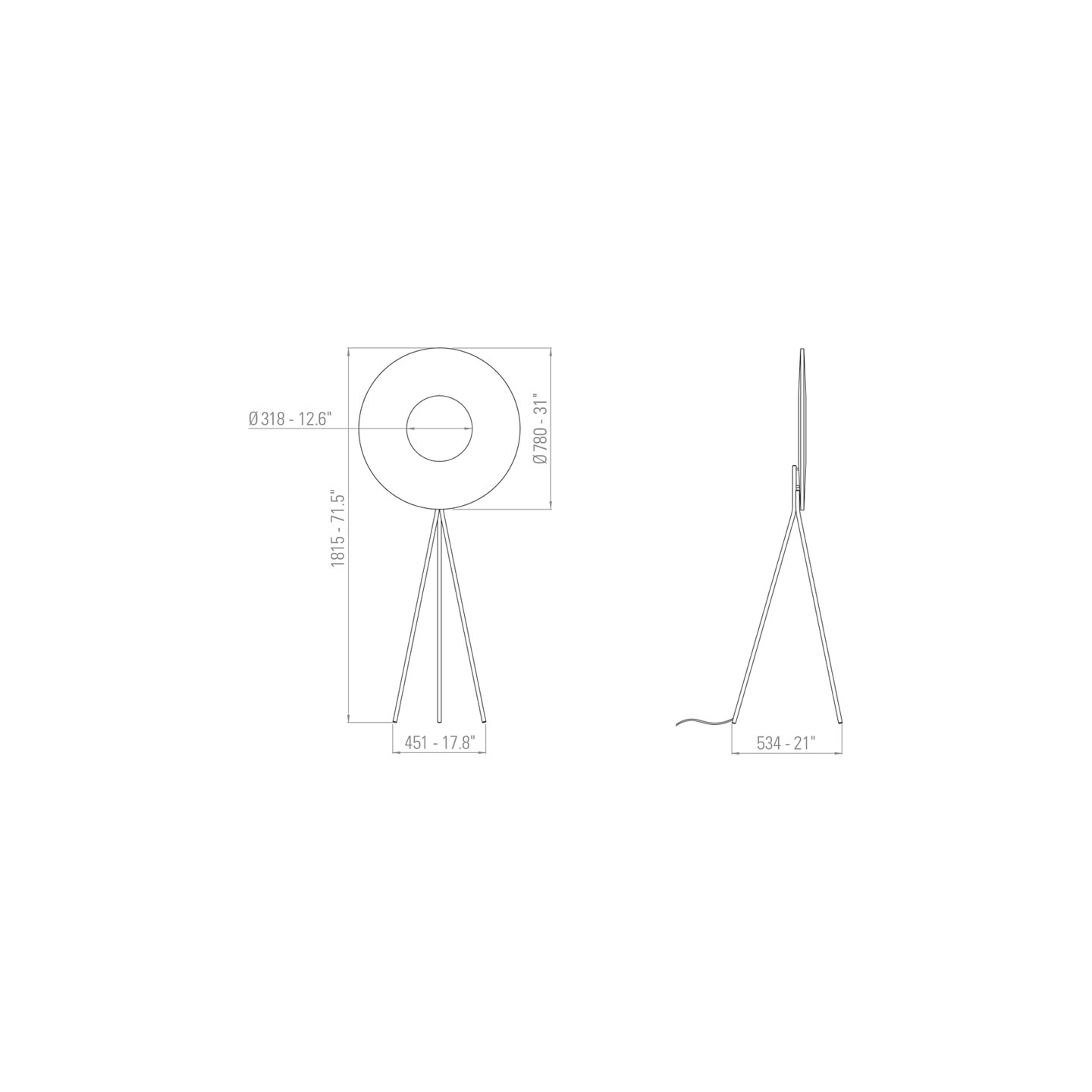 Lampadaire salon design IRIS FLOOR TRIPOD 80 Dix Heures Dix