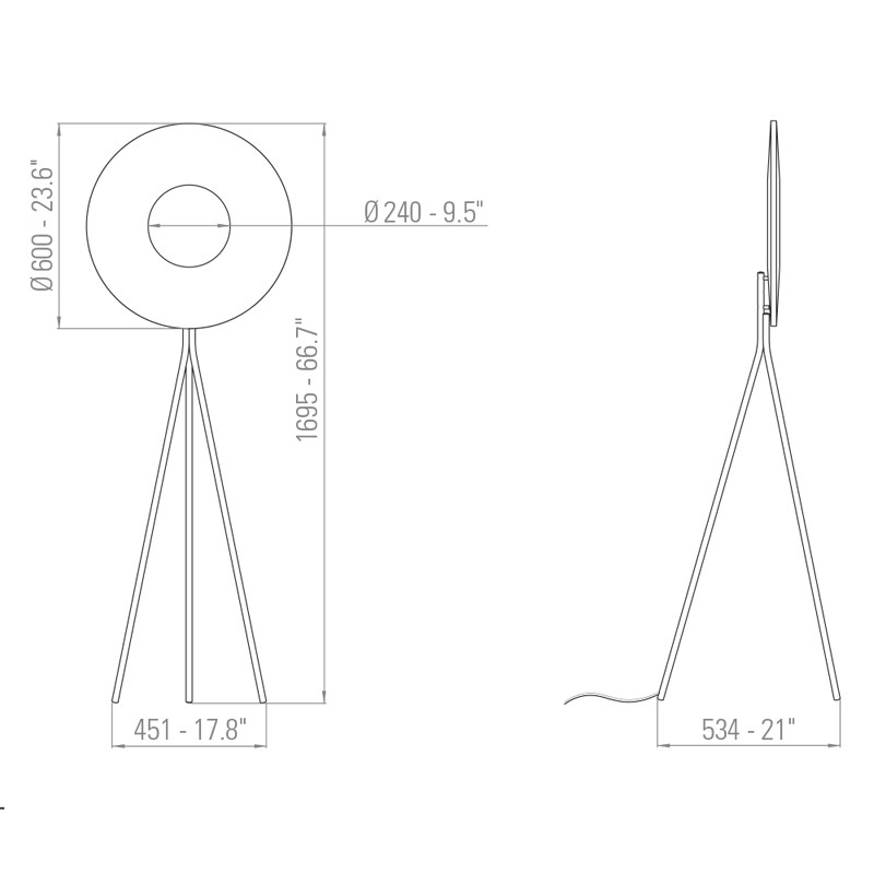 Lampadaire salon design IRIS FLOOR TRIPOD 60 Dix Heures Dix