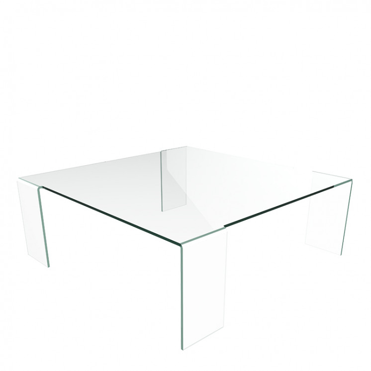 Table basse carré en verre ASTORIA 110, clair ou cristal Akante