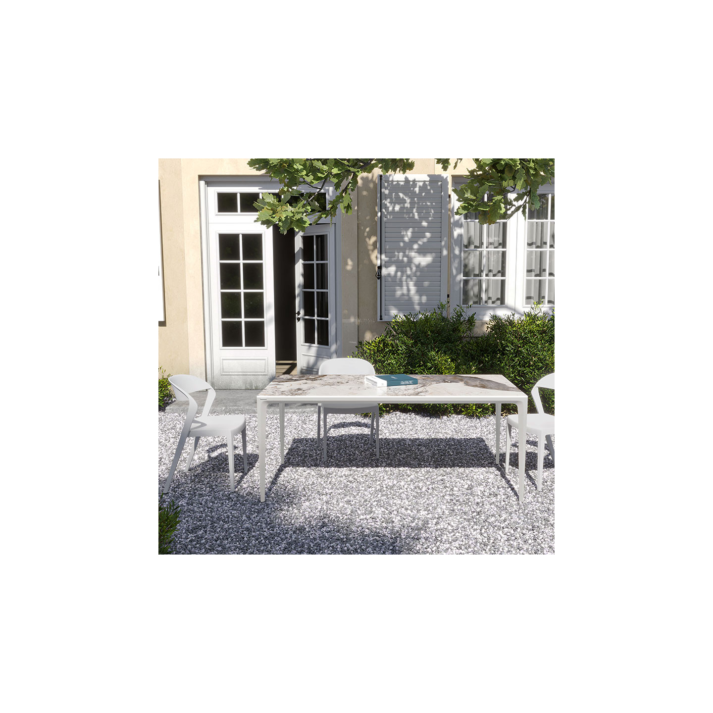 Table aluminium extérieur MALLORCA 200 x 100 cm, 5 finitions de plateaux Akante