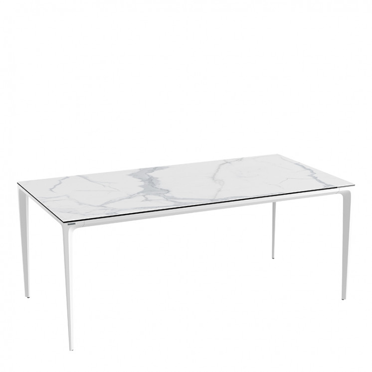Table aluminium extérieur MALLORCA 200 x 100 cm, 5 finitions de plateaux Akante