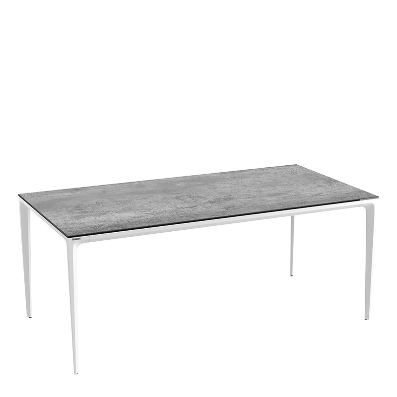 Table aluminium extérieur MALLORCA 200 x 100 cm, 4 finitions de plateaux Akante