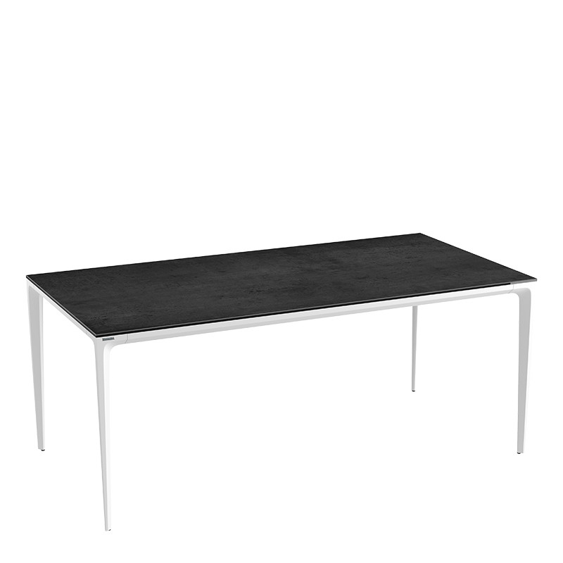 Table aluminium extérieur MALLORCA 200 x 100 cm, 5 finitions de plateaux Akante