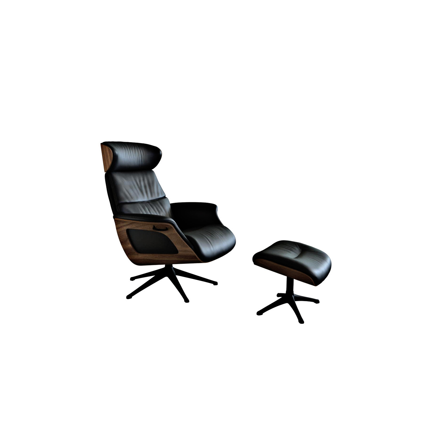 Fauteuil relax design CLEMENT cuir Dakota et noyer, avec ou sans repose-pieds Flexlux