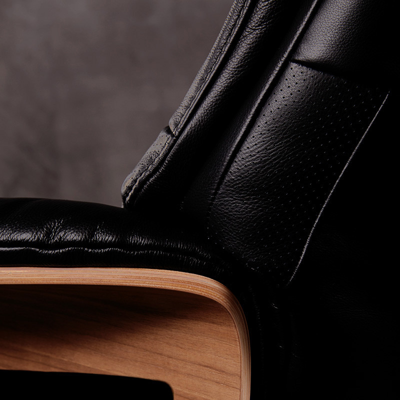 Fauteuil relax design CLEMENT cuir Dakota et noyer, avec ou sans repose-pieds Flexlux