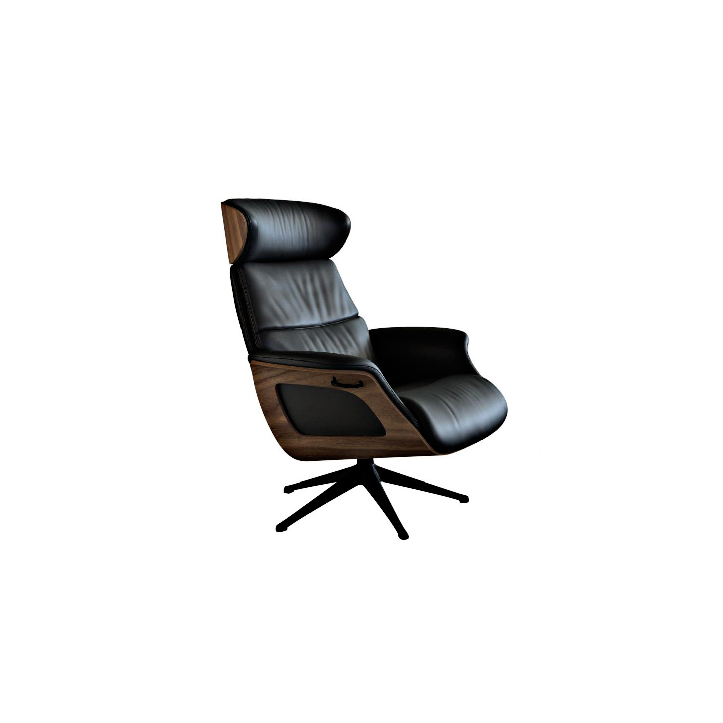 Fauteuil relax design CLEMENT cuir Dakota et noyer, avec ou sans repose-pieds Flexlux