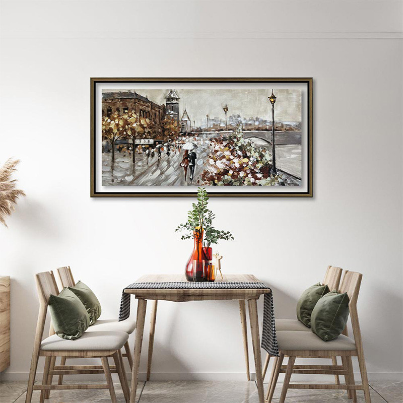 Peinture COUPLE AMOUREUX, baguette Chicago titane filé/noir Cadraven