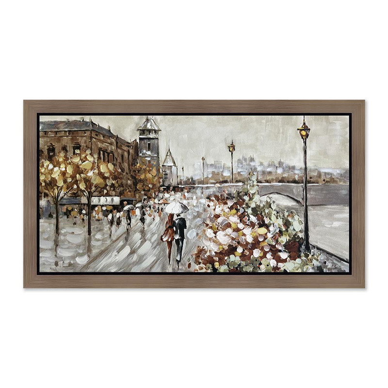 Peinture COUPLE AMOUREUX, baguette Chicago titane filé/noir Cadraven