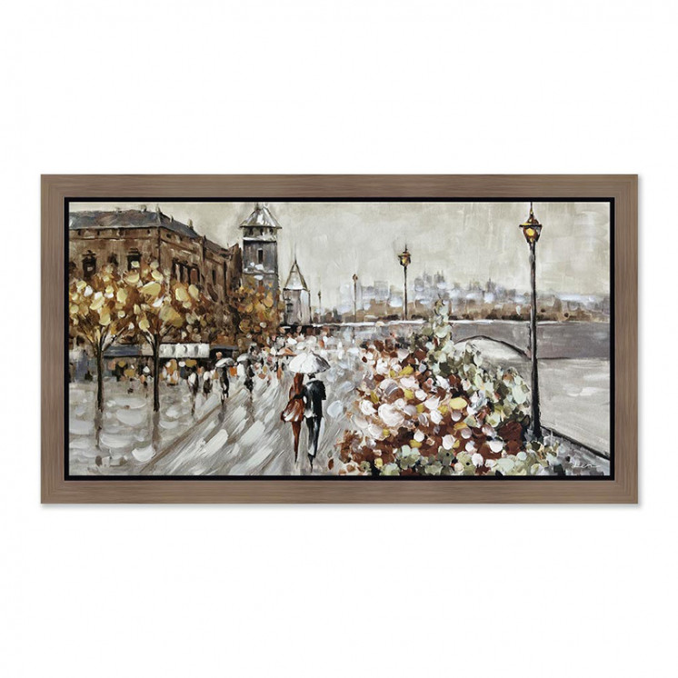 Peinture COUPLE AMOUREUX, baguette Chicago titane filé/noir Cadraven