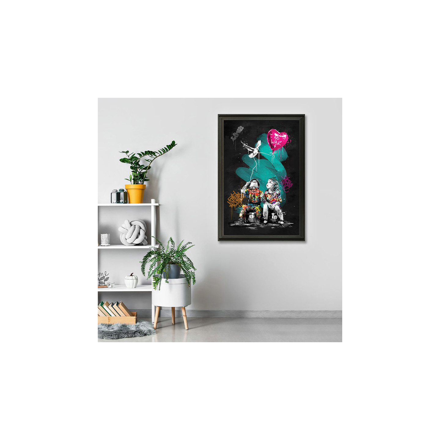 Peinture romaric LE GARCON, LA FILLE ET LA COLOMBE, 3 dimensions Cadraven
