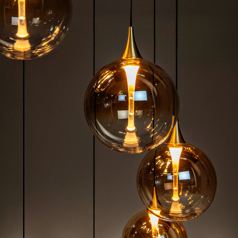 Suspension pour escalier GISELA AMBRE, 12 lampes Lucide