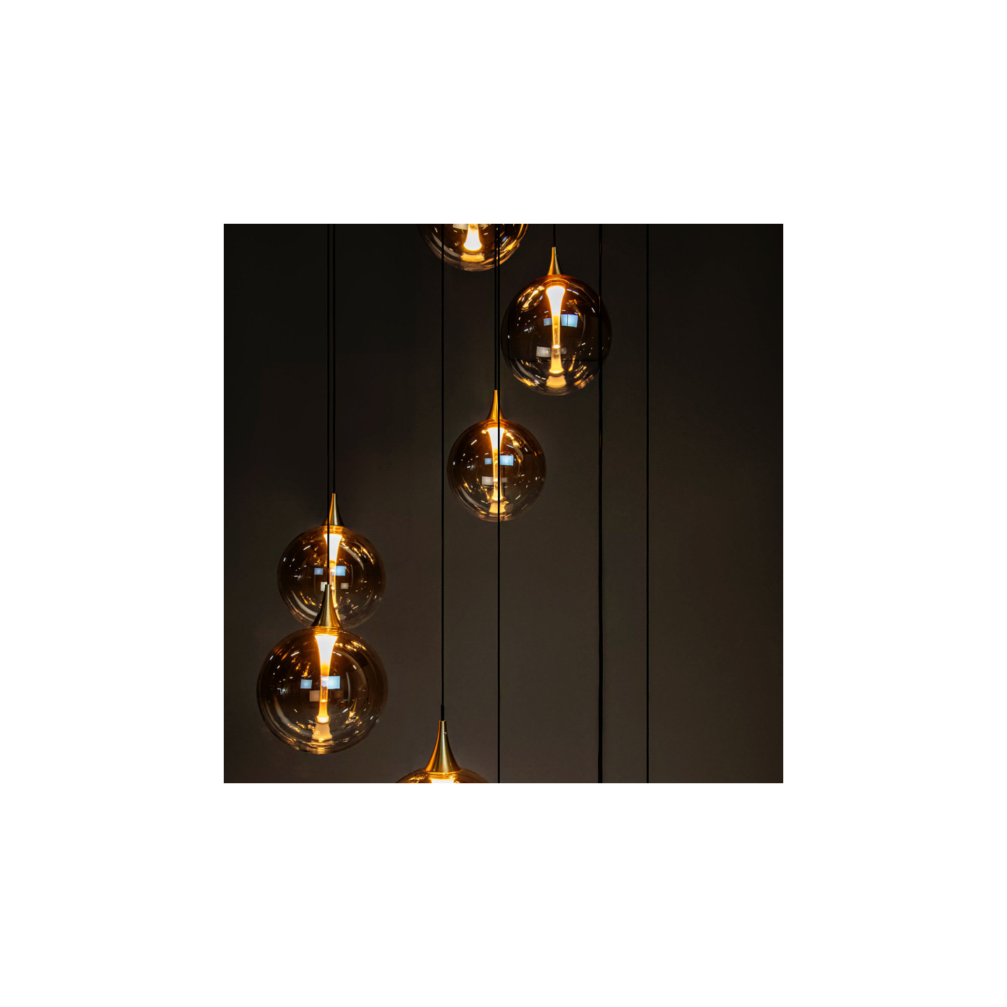 Suspension pour escalier GISELA AMBRE, 12 lampes Lucide