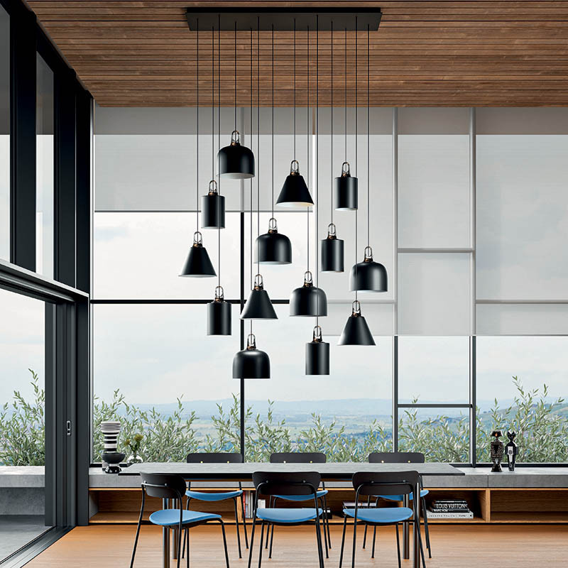 Suspension métal JIM BELL, noir ou champagne Lodes
