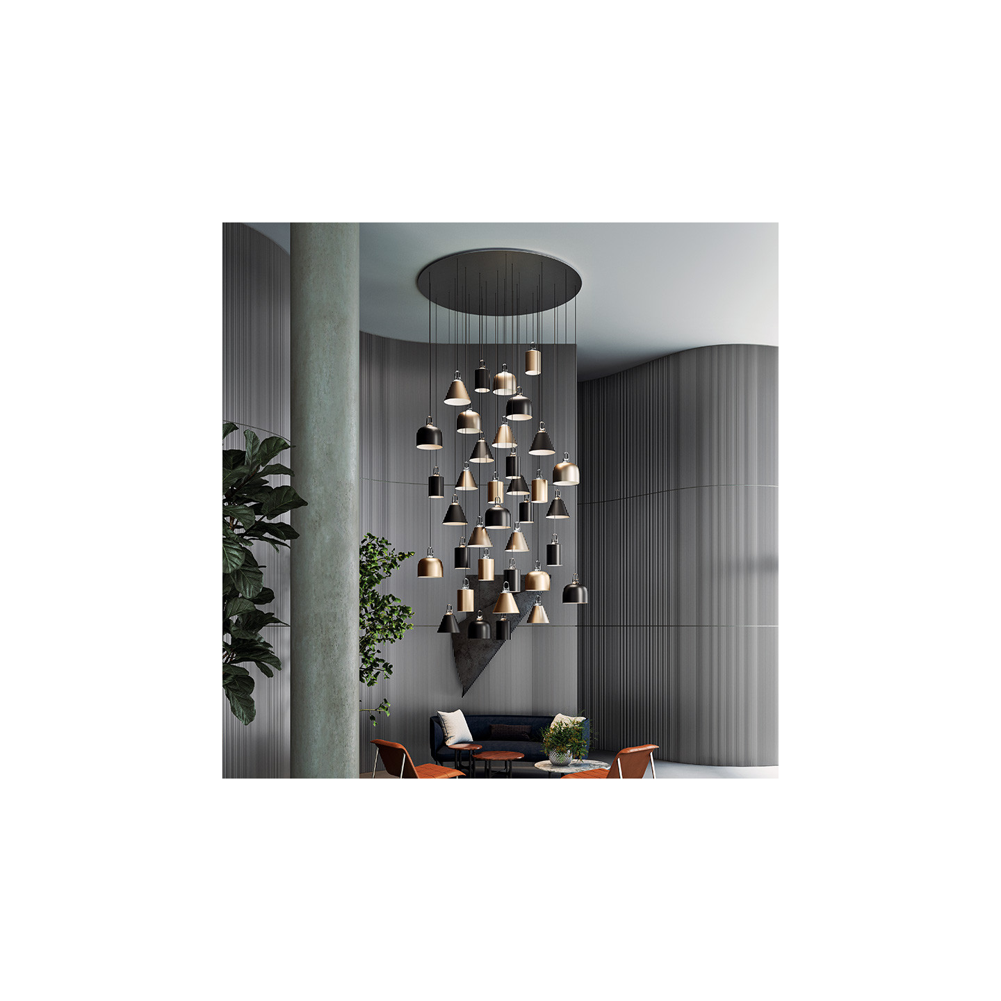 Suspension métal JIM BELL, noir ou champagne Lodes