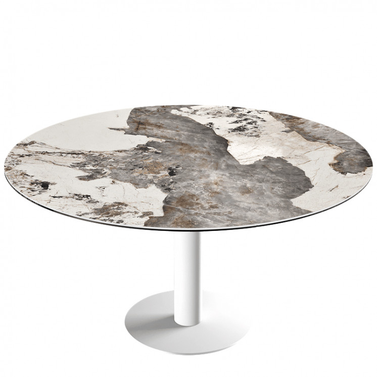 Table à manger ronde extensible NEW LUNA, 6 céramiques Akante