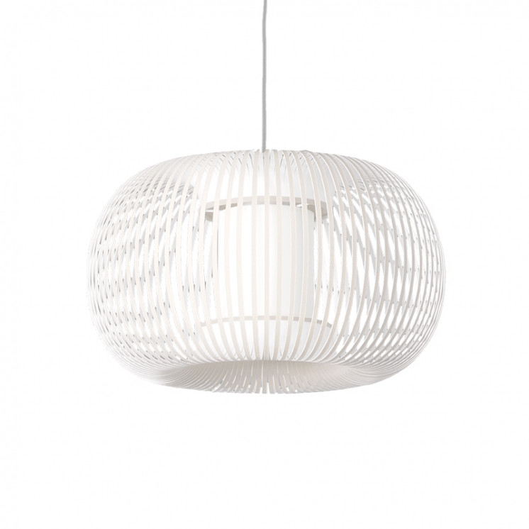 Suspension tissu blanc MIRTA Ø 38 ou 45 cm Acb Lighting