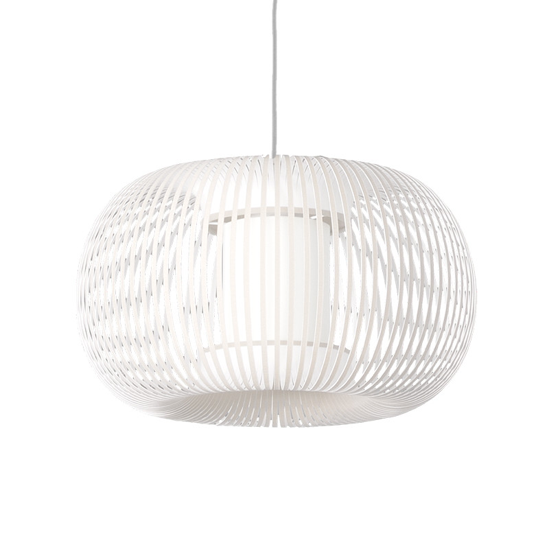 Suspension tissu blanc MIRTA Ø 38 ou 45 cm Acb Lighting