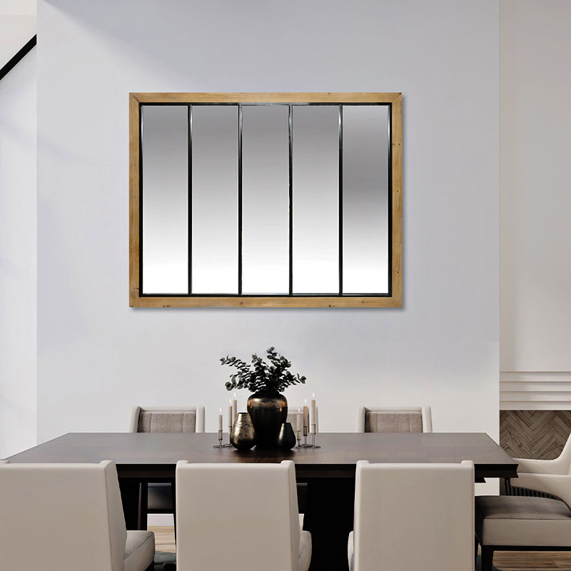 Miroir verrière bois et métal FAKTORY, 2 dimensions Cadraven