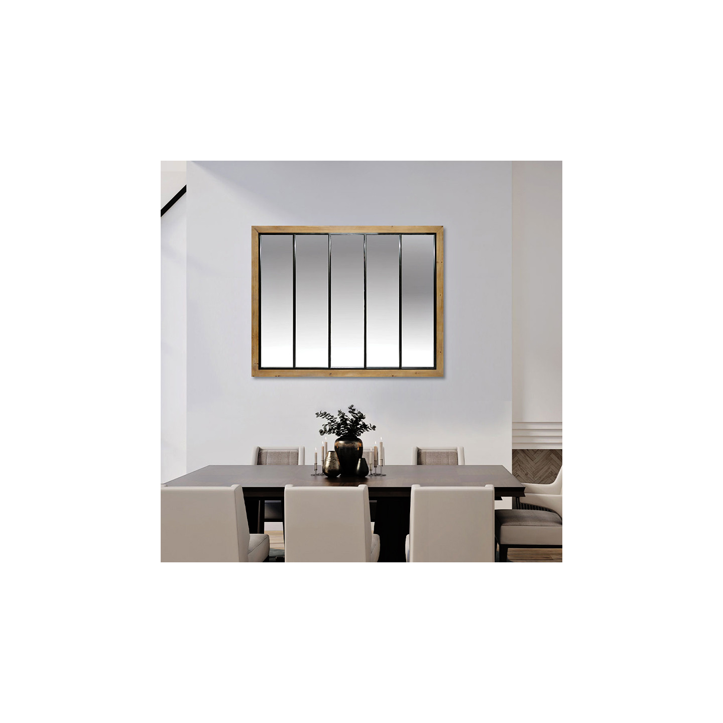 Miroir verrière bois et métal FAKTORY, 2 dimensions Cadraven