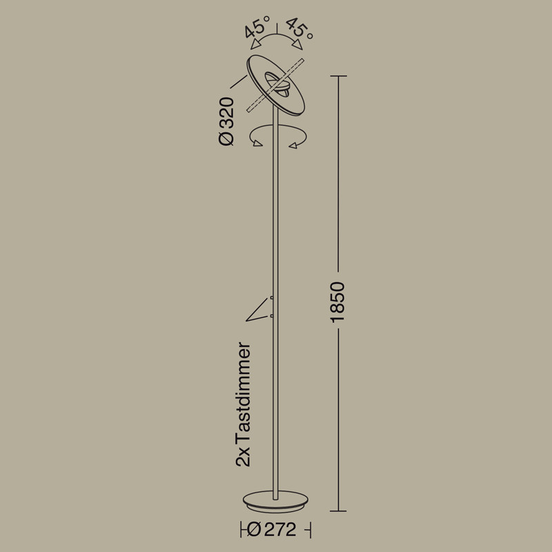 Lampadaire led design NOVA noir Holtkotter