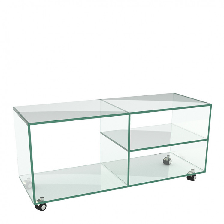 Meuble télé en verre LETO, longueur 95 cm Akante