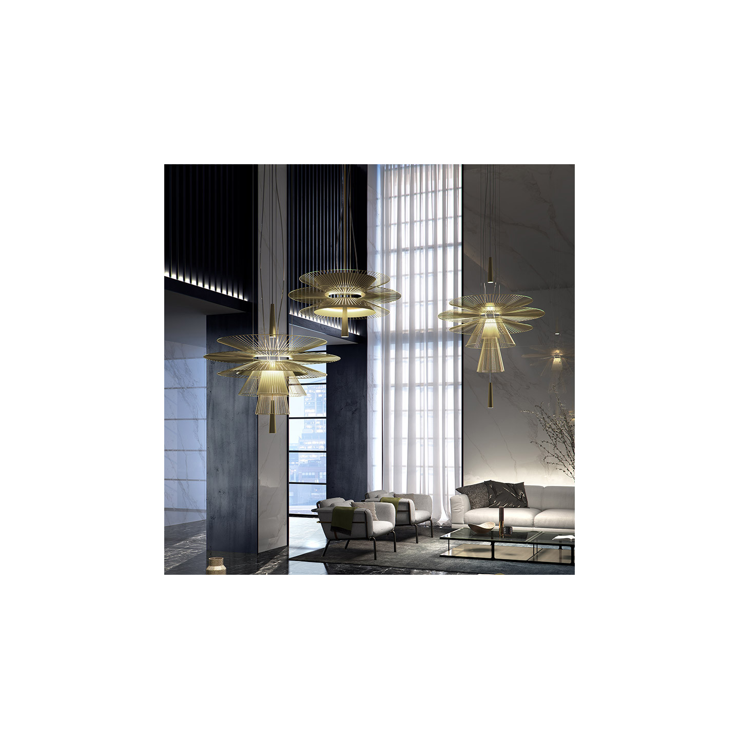 Suspension filaire GRAVITY 2, coloris noir ou or Forestier Paris