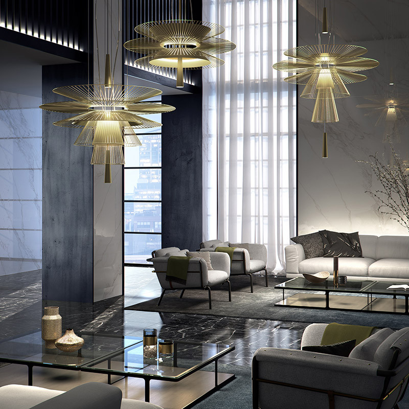 Suspension filaire GRAVITY 1, coloris noir ou or Forestier Paris