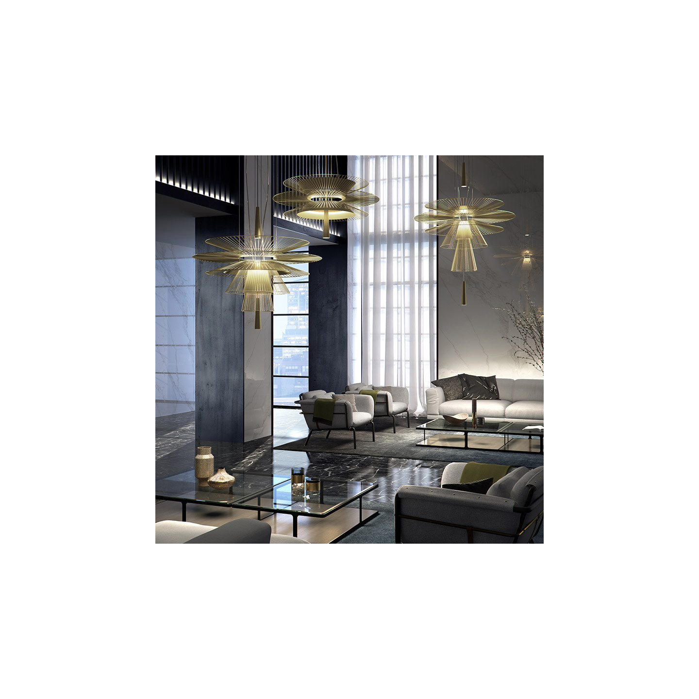 Suspension filaire GRAVITY 1, coloris noir ou or Forestier Paris