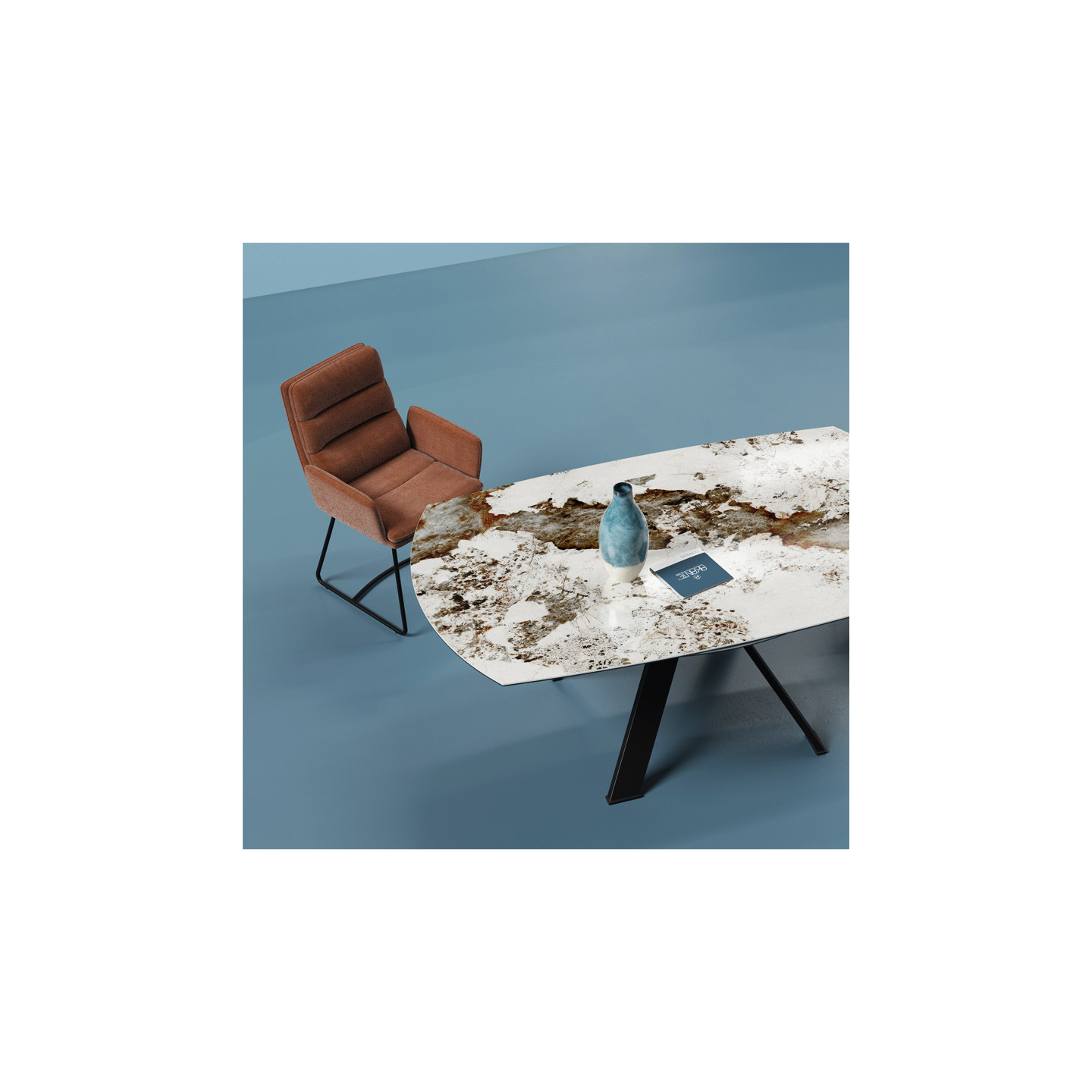 Grande table ronde GRANDE AUSTIN Ø190, 4 finitions de plateaux Akante