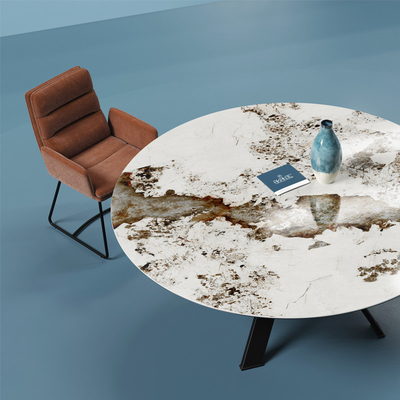 Grande table ronde GRANDE AUSTIN Ø190, 4 finitions de plateaux Akante