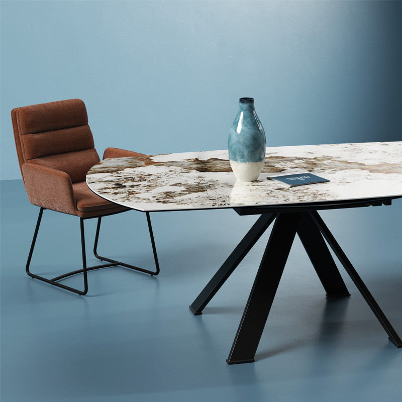 Grande table ronde GRANDE AUSTIN Ø190, 4 finitions de plateaux Akante