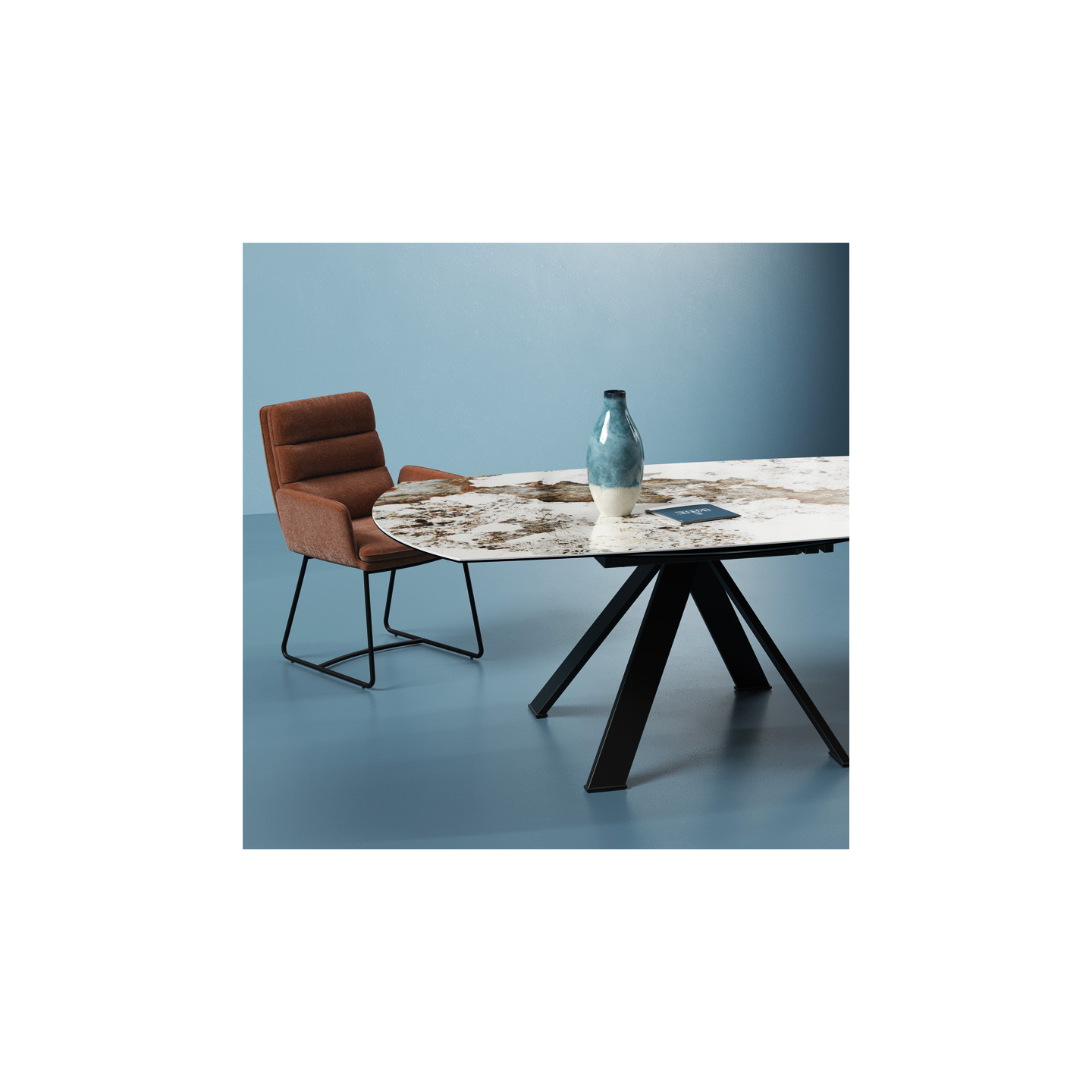 Grande table ronde GRANDE AUSTIN Ø190, 4 finitions de plateaux Akante