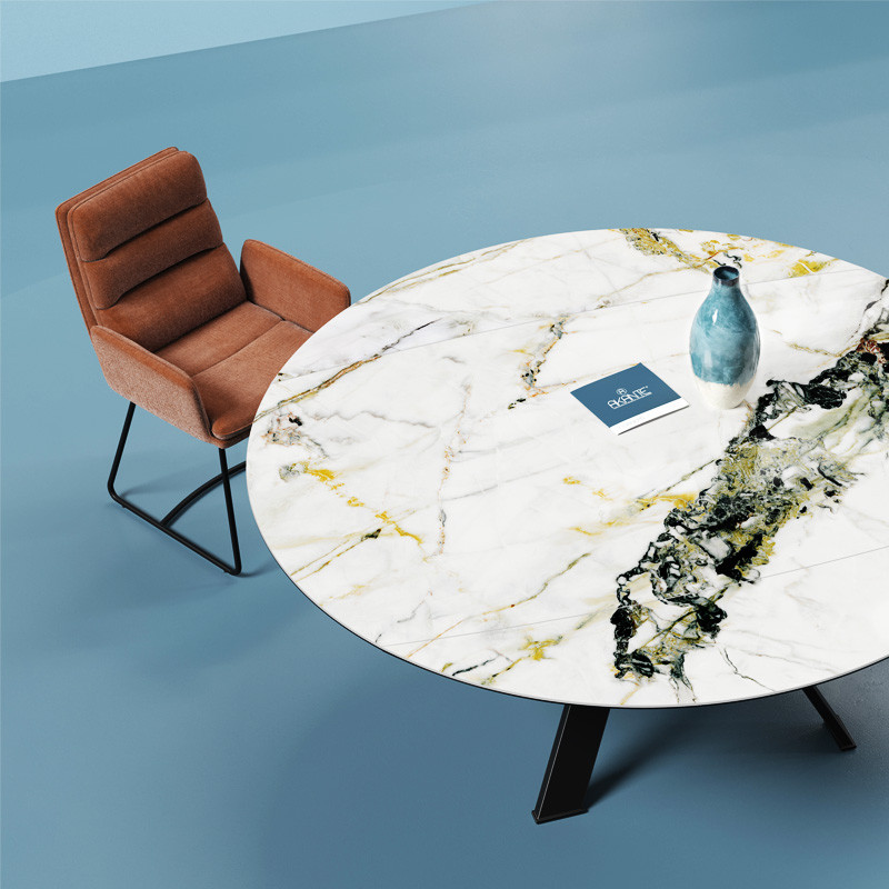 Grande table ronde GRANDE AUSTIN Ø190, 4 finitions de plateaux Akante
