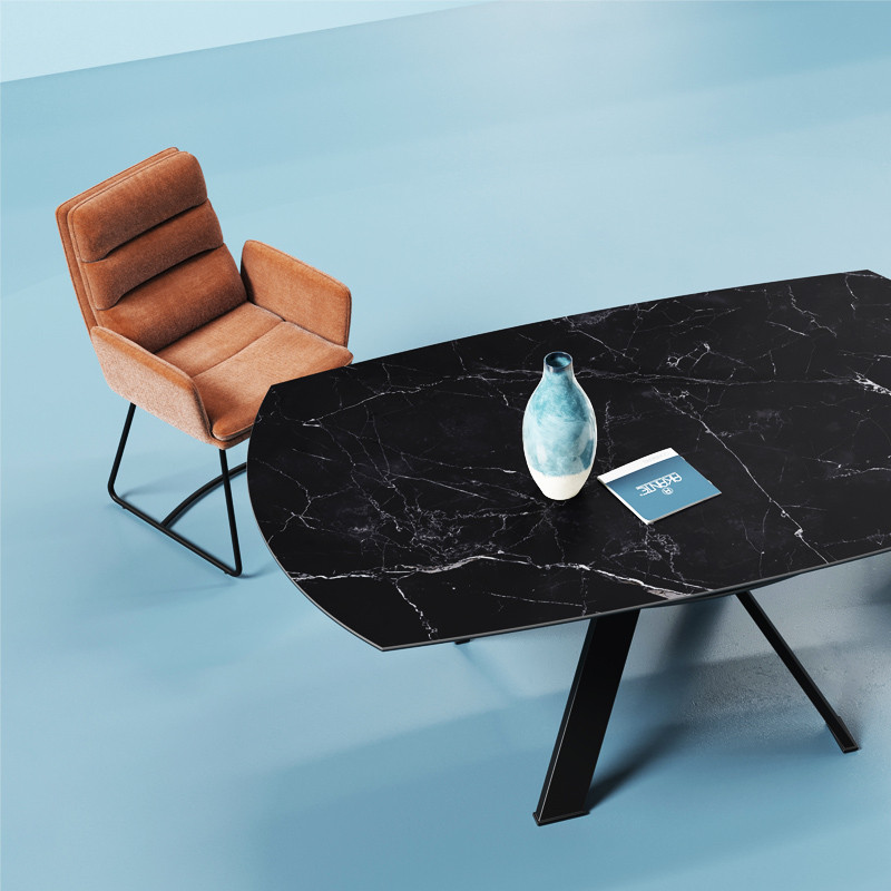Grande table ronde GRANDE AUSTIN Ø190, 4 finitions de plateaux Akante