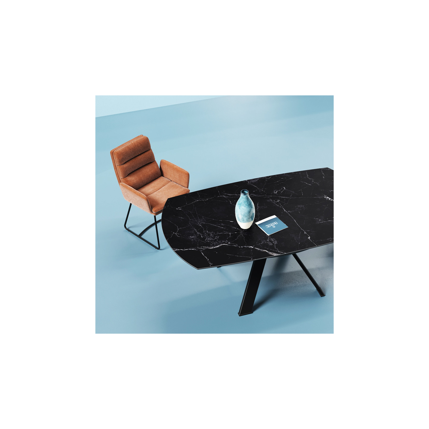 Grande table ronde GRANDE AUSTIN Ø190, 4 finitions de plateaux Akante
