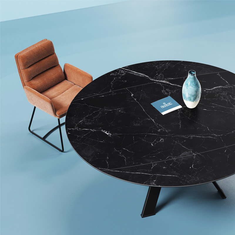 Grande table ronde GRANDE AUSTIN Ø190, 4 finitions de plateaux Akante