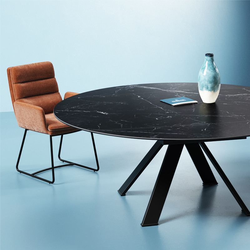 Grande table ronde GRANDE AUSTIN Ø190, 4 finitions de plateaux Akante
