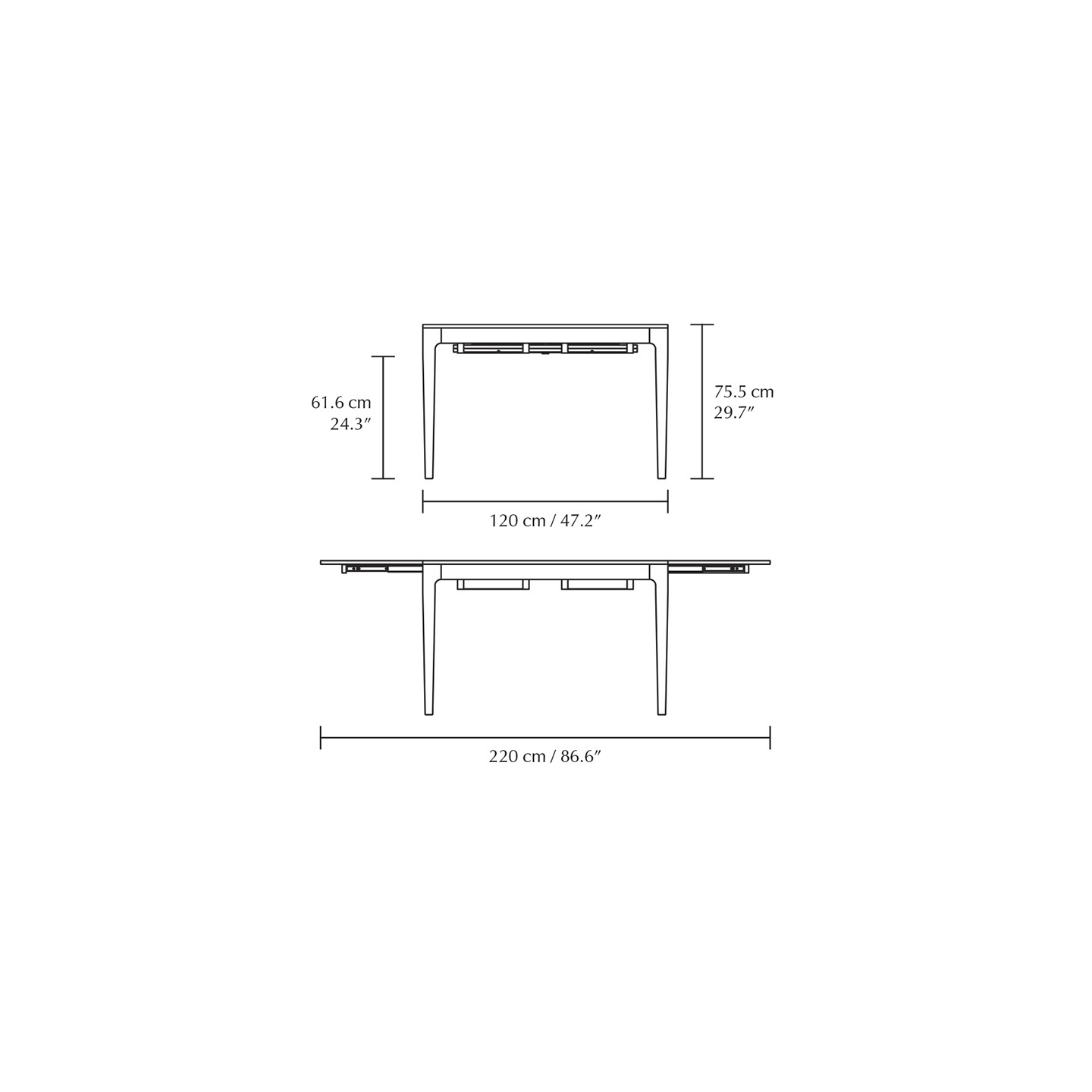 Table extensible bois massif HEART N SOUL, 6 finitions de plateaux Umage