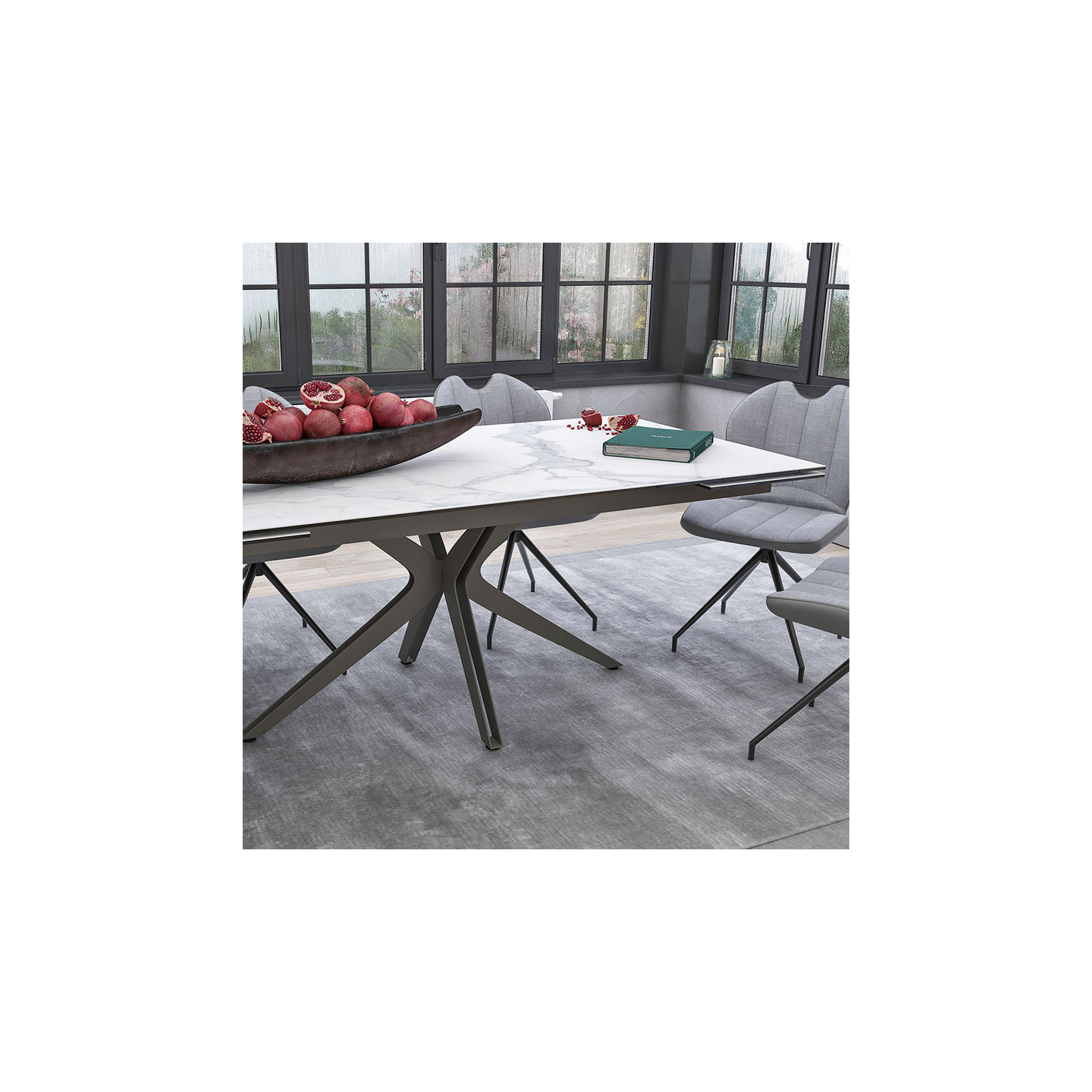 Table rectangulaire extensible INFLUENCE, 7 finitions Akante