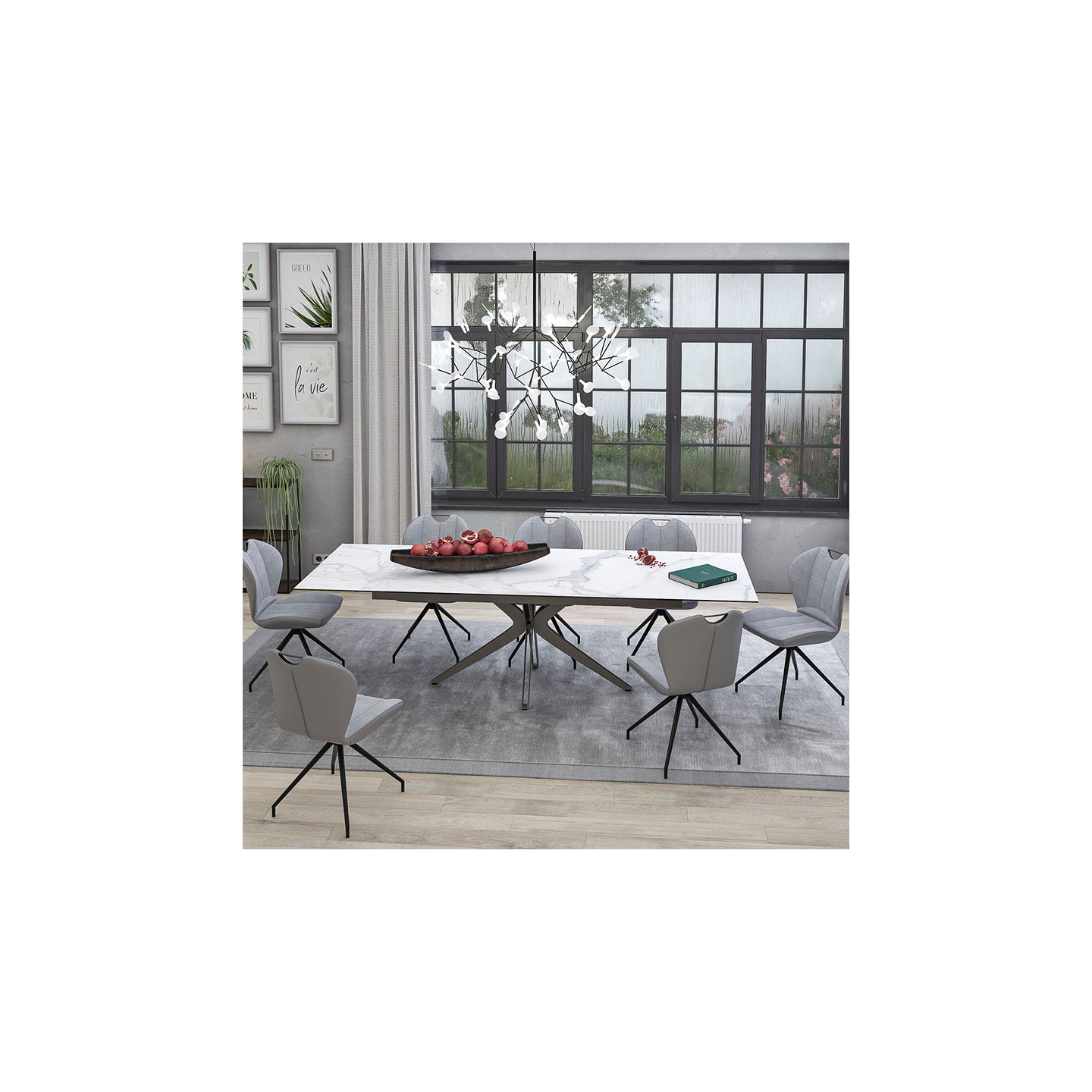 Table rectangulaire extensible INFLUENCE, 7 finitions Akante