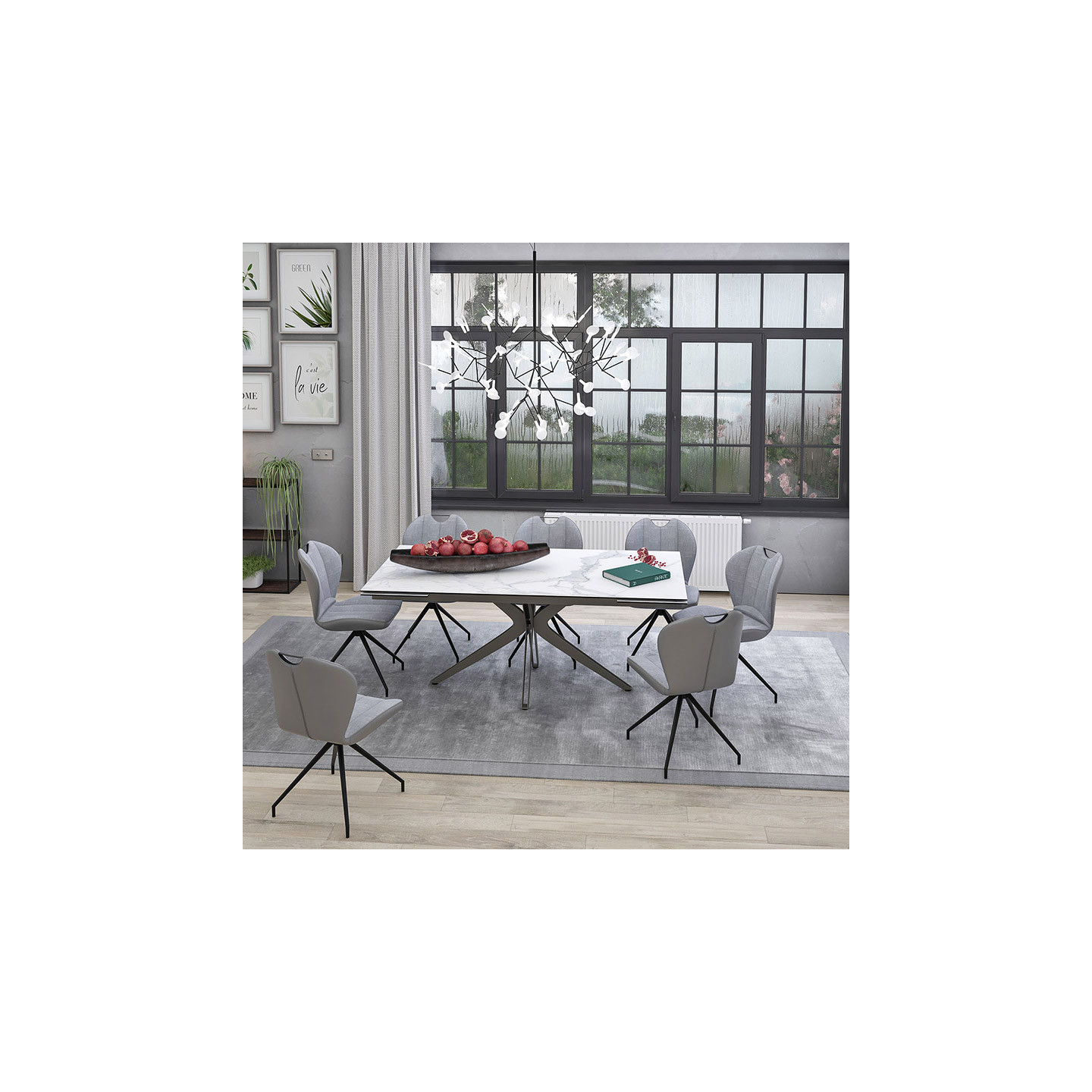Table rectangulaire extensible INFLUENCE, 7 finitions Akante