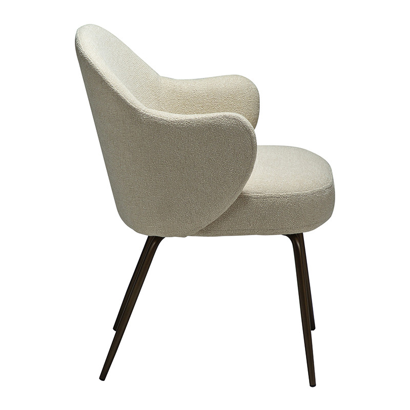 Fauteuil salle à manger confortable BAE pieds laiton antique, 3 coloris Dan Form