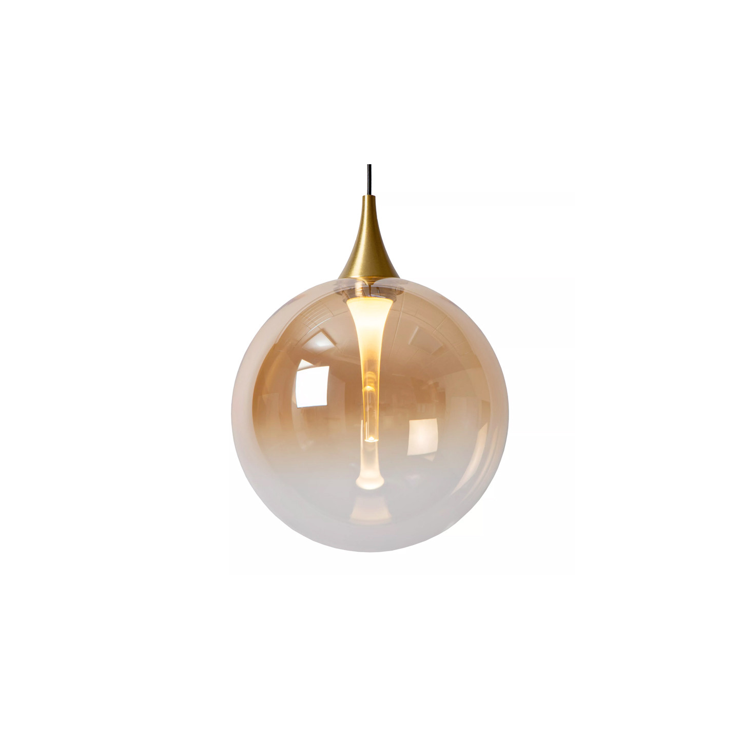 Suspensions boules en verre GISELA AMBRE, 9 lampes Lucide
