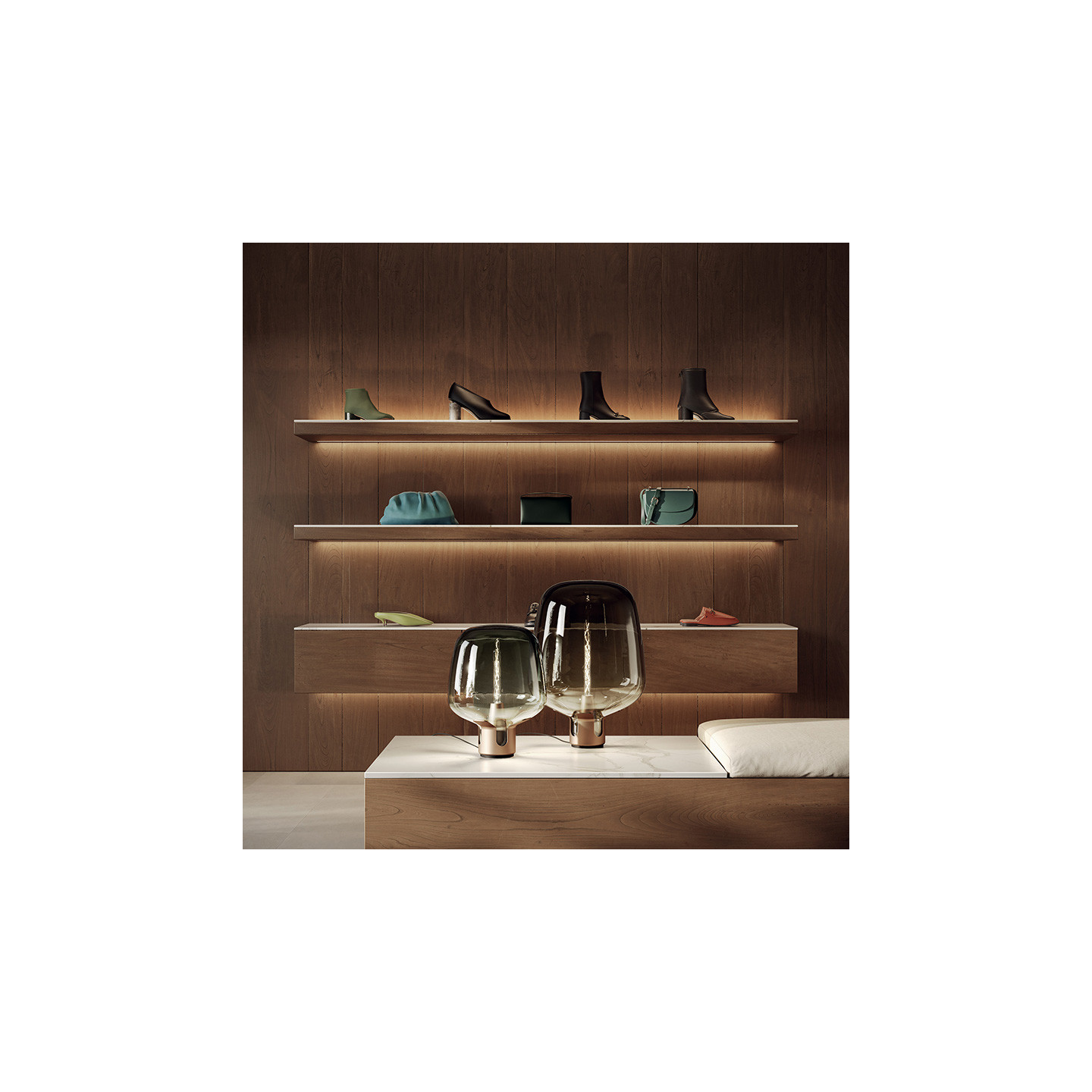 Lampe de table en verre soufflé FLAR, 2 tailles et 2 coloris Lodès