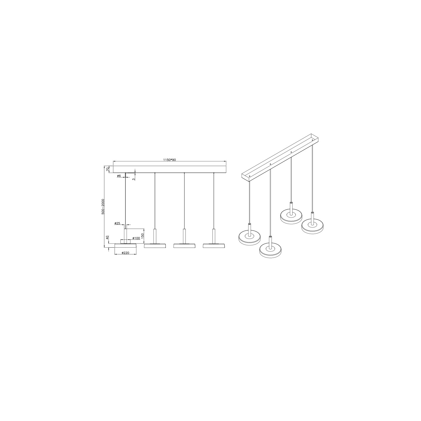 Suspension 4 ampoules CELESTE Trio Lighting