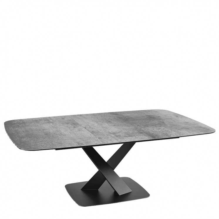 Table carrée avec rallonge SANTIAGO, 7 finitions de plateaux Akante